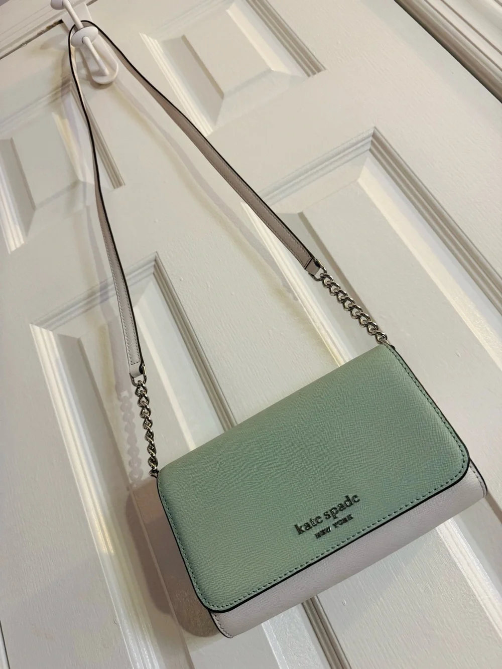 Kate Spade Cameron Spring Meadow Mint & White Crossbody Bag & Cardholder NWOT